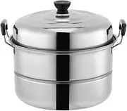 30CM Stainless Steel Steamer Pan Set with Lid, 2-Tier Large Steamer Pot, Cooking Steamers Pot Set, Durable & Safe Cookware for Home Kitchen, Apartment & School Use