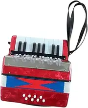 Perfeclan 17 Keys 8 Bass Piano Accordion Accordian for Kids Musical Instrument Button Hand Piano Accordion for Boys Girls Kids Beginner, Red