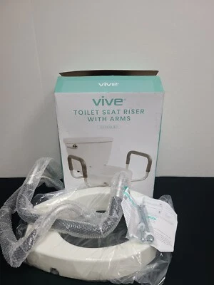 Vive LVA1O71E Toilet Seat Riser with Handles - Raised Toilet Seat Padded Arms