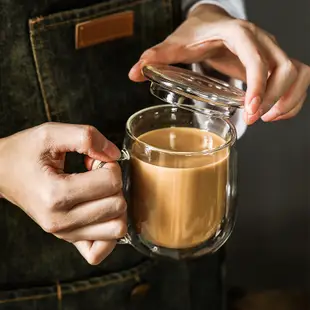 茶道 雙層 隔熱 玻璃杯 喝水 咖啡杯 創意 透明 帶把 有蓋 茶杯 家用 水杯子 口杯 創意茶杯 隔熱玻璃杯