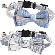 Toddmomy 2pcs Bowtie Cats Collars: Adjustable Pet Collars with Bells for Small Cats and Kittens Fashionable Pets Neck Decor Accessories