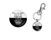 Bright Side Alice Wonderland Quote Silver Glass Pendant Keychain Empowerment New