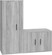 2 Piece TV Cabinet Set Grey - Engineered Wood TV Stand for Living Room, Sturdy & Stylish Sonoma Design, Space-Saving Storage Solution