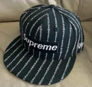 NEW - SS19 - Supreme x New Era Box Logo Text Stripes Green Size 7 1/2 Hat