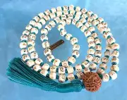 Holy Basil Knotted Mala Necklace with 5 Mukhi Rudraksha | Heart & Throat