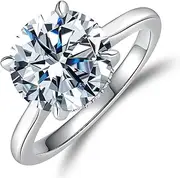 Elio Passero Engagement Rings for Women,925 Sterling Silver CZ Round Solitaire Engagement Ring with 18K Gold Plated,Promise Engagement Wedding Bands Couple Rings for Her 1.5/2/3/4/5CT