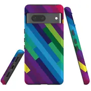 For Google Pixel 7 Case Tough Protective Cover Lined Rainbow