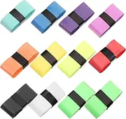 BESPORTBLE 12pcs Elastic Perforated Tennis Racket Grip Tapes Non- Absorbent Lightweight Overgrips for Badminton Tennis Bright Color Design for Enhanced Comfort Performance