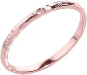 [Claddagh Gold] Dainty 14k Rose Gold Hammered Band Stackable Diamond Ring