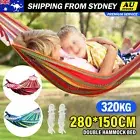 Outdoor Double Hammock Bed Swinging Camping Hanging Tree Strap Hook With Bag AU