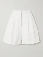 [Posse] Posse - Marchello Pleated Linen Shorts - Ivory - small small Ivory