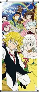 Large Seven Deadly Sins Fabric Roll Picture | Kakemono 100 x 40 cm | Legendary Knight Motif