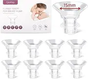 Electric Breast Pump Flange Inserts 15 mm 8PCS for 24 mm Shields Flange/Shield of Most Pumps, BPA Free Inserts,Hands-FreeBreast Pump,Sealed,Reduce 24mm Tunnel Down to Other Size
