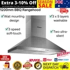 Devanti 1200mm Commercial BBQ Rangehood Silver Kitchen Exhaust Range Hoods NEW