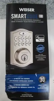 WEISER 9GED18000-016 Smart Code 10 Touchpad Electronic Deadbolt Z-Wave Chrome