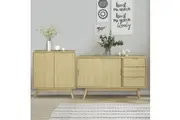 Sideboard Buffet Sliding Door Cabinet and Compact Sideboard with Wine Racks Living Room Bundle