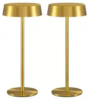 Modern Cordless Table Lamp Set of 2, Portable LED Desk Lamps, Gold (2 Pack)