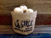 Hessian Storage bag for Rustic Home decor or Wedding event - Garlic