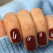 WGOMM - Plain Press On Nail CDJ-A1-213 - With Jelly Glue Sticker & Nail File - Wine Red - One Size