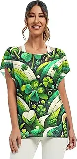 [RPLIFE] St Patricks Day Green Womens Blouse, Casual Top Bat Wing Tops for Women S-XXL