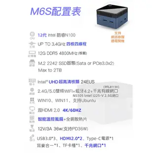 MOREFINE M6S 迷你電腦(Intel N100 3.4GHz)小電腦 minipc 桌上型電腦 可掛式 買就送