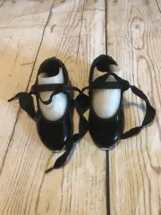 Bloch Girls Annie Tyette Tap Shoe Black Patent Size 12M New With Box Ribbon Tie