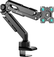 ONKRON Single Monitor Desk Mount for 13-34 inch Flat/Curved Screens up to 22 lbs - Fully Adjustable Heavy Duty Desk Monitor Stand, Full Motion Gas Spring Monitor Arm Single Monitor Mount, Black