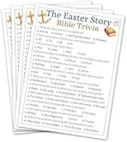 4x6 Inches Bible Trivia Game Card - Set Of 20 The Easter Story Game For Family & Friends - Double Sided Easter Bible Game Card With 1 Answer Card - Easter Christian Party Activities & Supplies - A01