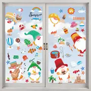 9 Sheets Hawaiian Holiday Window Stickers Dwarf Wall Glass Decoration Electrostatic Wall Stickers -Multi