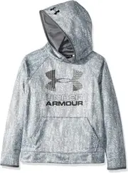 NWT UA STORM Under Armour Boys YLG Gray Printed Hoodie Coldgear