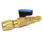 HVAC A/C Straight SHUT-OFF Ball Valve Adapter For R134a R22 R12 R410a 1/4" FIT