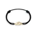 Dinh Van 18K Yellow Gold Menottes R10 Diamond Intertwined Handcuff Charm Adjustable Cord Bracelet