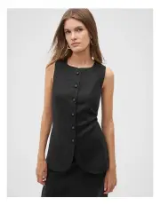 [Seed Heritage] Linen Vest Top in Black