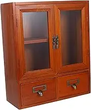 ABOOFAN Vintage Wooden Bedside Storage Cabinet Elegant Wall Organizer with Double Doors Multi Compartment Design for Neat Storage for Bedroom Living Room