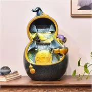 Tabletop Water Fountain Resin Indoor Tabletop Fountain with Gourd Shape and Natural Flowing Water, Water Fountains Indoor for Home Office Living Room Desktop Decoration Office Relaxation Meditation Fo
