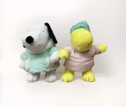 Peanuts Snoopy Wool Jacket Woodstock W/ Puffer Jacket Christmas Plush Toys NWT