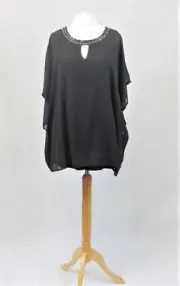 Together Black Embellished Chiffon Lined Top Size 16 Uk CR027 AA 19