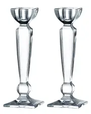 Barski Set of 2 Crystalline 8in Candlestick Holders