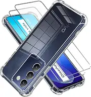 LYZXMY Case for Vivo V40 SE 5G Transparent Mobile Phone Case + 2 Tempered Glass Screen Protectors, Soft Silicone TPU Anti-Scratch Clear Case