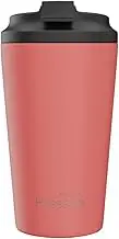 made by Fressko Reusable Coffee Cup - Stainless Steel Insulated Mug - Leak Proof Travel Cup for Hot/Cold Drinks - 3 Hr Heat Retention - Fits Car Holders & Coffee Machines - Coral - 16oz 450ml