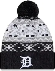 New Era Youth Detroit Tigers Pom Cuffed Knit Beanie Hat Blue, Blue