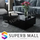 Modern High Gloss Slide Top Coffee Table 2 Drawers and 2 Storage Cabinet Black