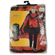 Adult Deluxe Devil DIABLO COSTUME 48-52 NEW 4pc FLAME CAPE Glove SHIRT/VEST