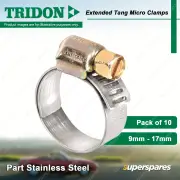 Tridon Extended Tang Micro Hose Clamps 9mm - 17mm Part Stainless Pack of 10