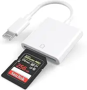 (Apple MFi Certified) Lightning to SD Card Camera Reader for iPhone, Photography Camera SD Card Reader Fast Transfer of HD Files Compatible for iPhone 14 Pro Max 13 12 11 X XS XR 8 7 SE iPad Air Mini