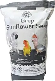 Falcon Seeds Grey Sunflower Seeds, 1.5L, Bird Food for Parrots and Love Birds, Australian Made Seeds Mix Premium Bird Seed Blend Nutritious Diet Healthy Bird Food Avian Food Mix Natural