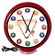 Pool Room Rack Billiards Red Lighted Gas Pump Globe Advertising Quartz Clock