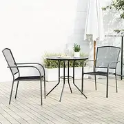 3 Pcs Outdoor Furniture Bistro Set Patio Furniture Table and Chairs Outdoor Lounge Setting Outdoor Conversation Sets for Backyard Balcony, Anthracite Powder-Coated Steel
