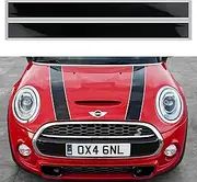 2 x Bonnet Stickers Racing Stripes - Compatible with Mini Cooper R56 R55 R50 R53 R60 F56 F55 F54 F60 - Universal Car Sticker Including Cloth & Scraper (White & Black)