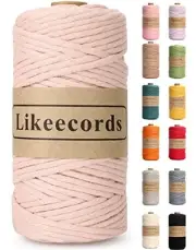 4mm Single Strand Macrame Cord 80m Colored Macrame Rope, 1 Skein Meat Pink